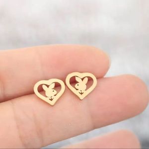 Gold Filled Playboy Bunny Stud Earrings
